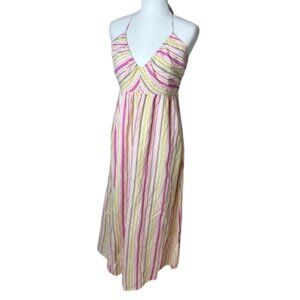 OLD NAVY Cotton Gauze Halter Style Striped Sundress Maxi Dress Size Medium